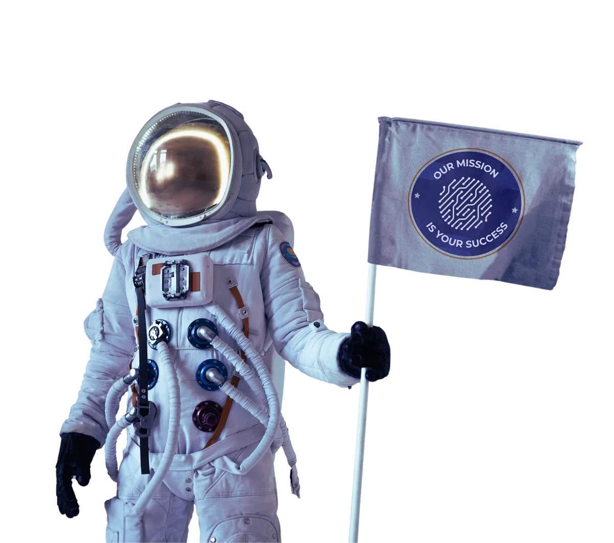 Astronaut holding a flag