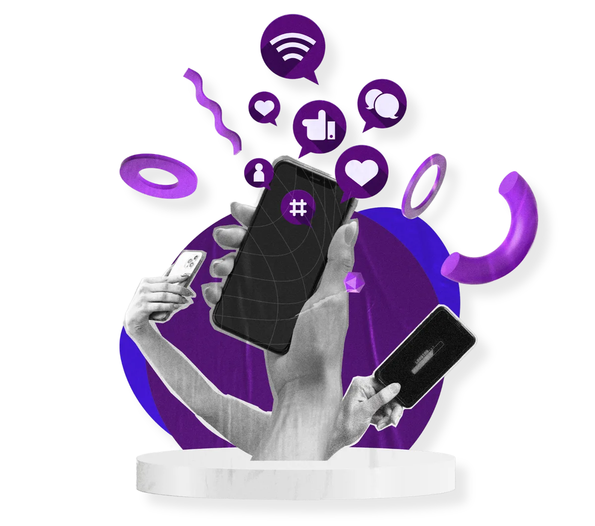 Megaphone with social media icons