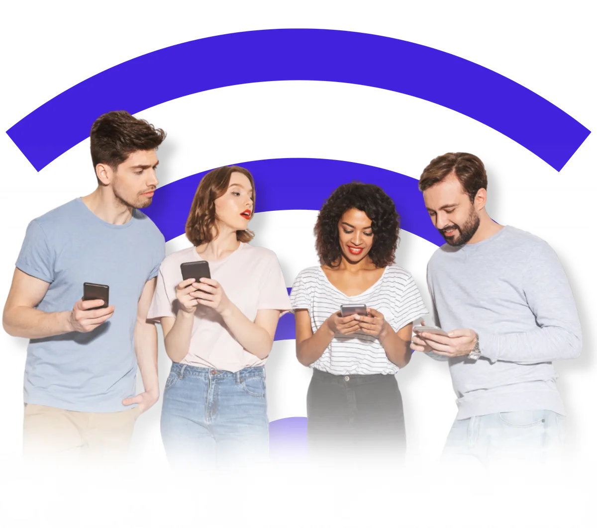 People using smartphones